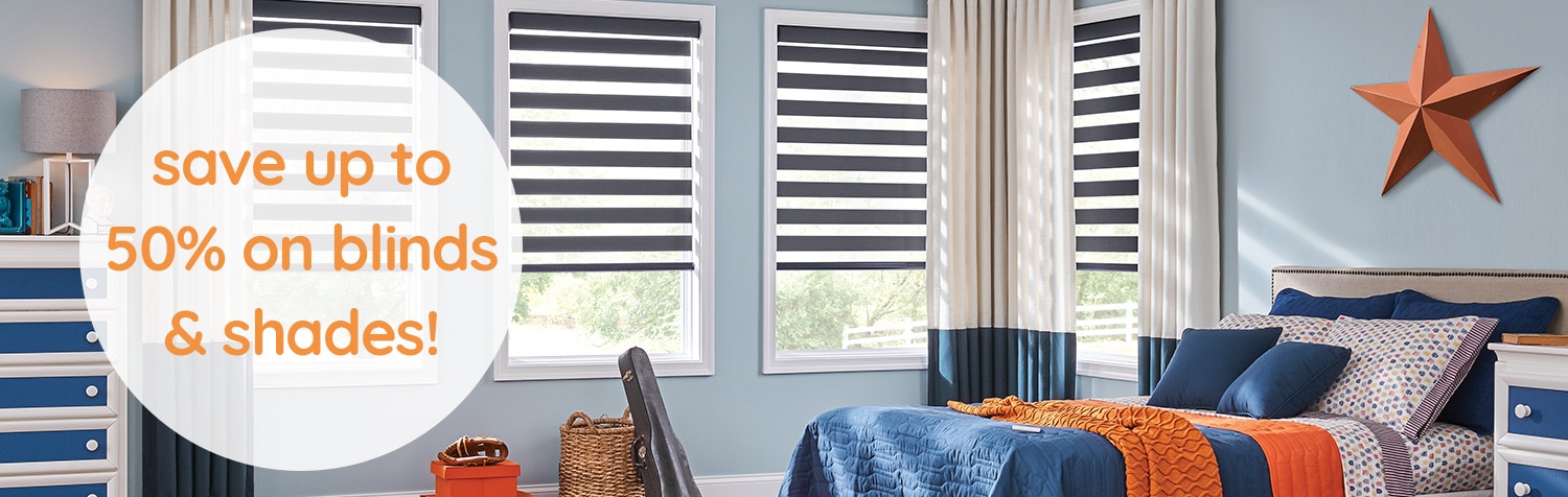 start the new year with 50% off all blinds and shades